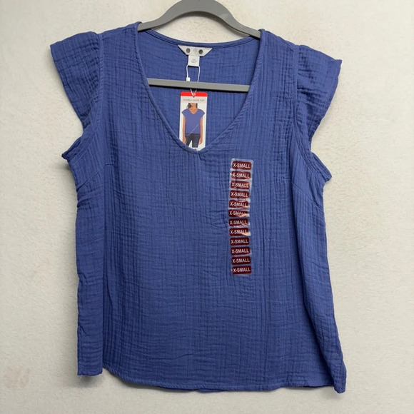 NWT Three Dots Periwinkle Tee Shirt Cotton XS Blue - Picture 1 of 8